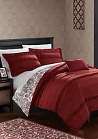 Chic Home Eliza Reversible Duvet Set - Red