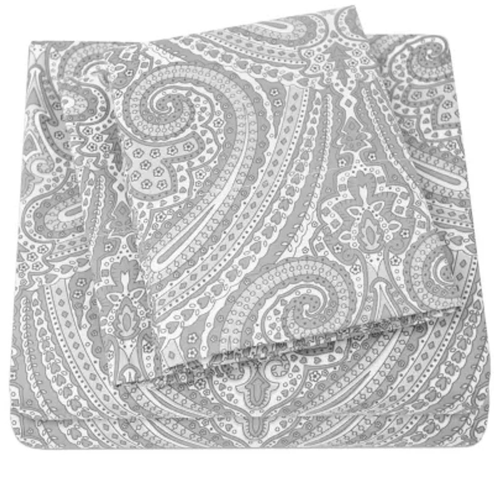 1800 Count Gray Paisley Print 4 Piece Microfiber Sheet Set