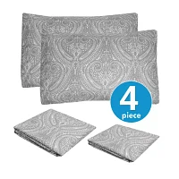 1800 Count Gray Paisley Print 4 Piece Microfiber Sheet Set