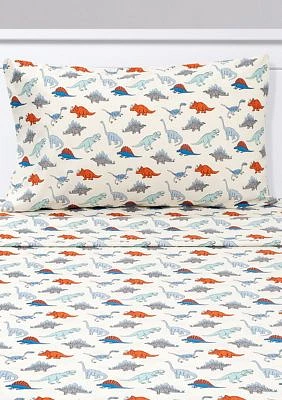 Dinosaurs Kids Boys Sheet Set Red-Blue