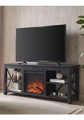 Hinkley & Carter Sawyer 58" TV Stand with Log Fireplace
