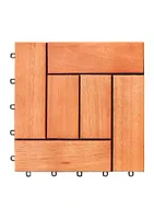 VIFAH Hanalei Eucalyptus Interlocking Wooden Deck Tile in Red Brown