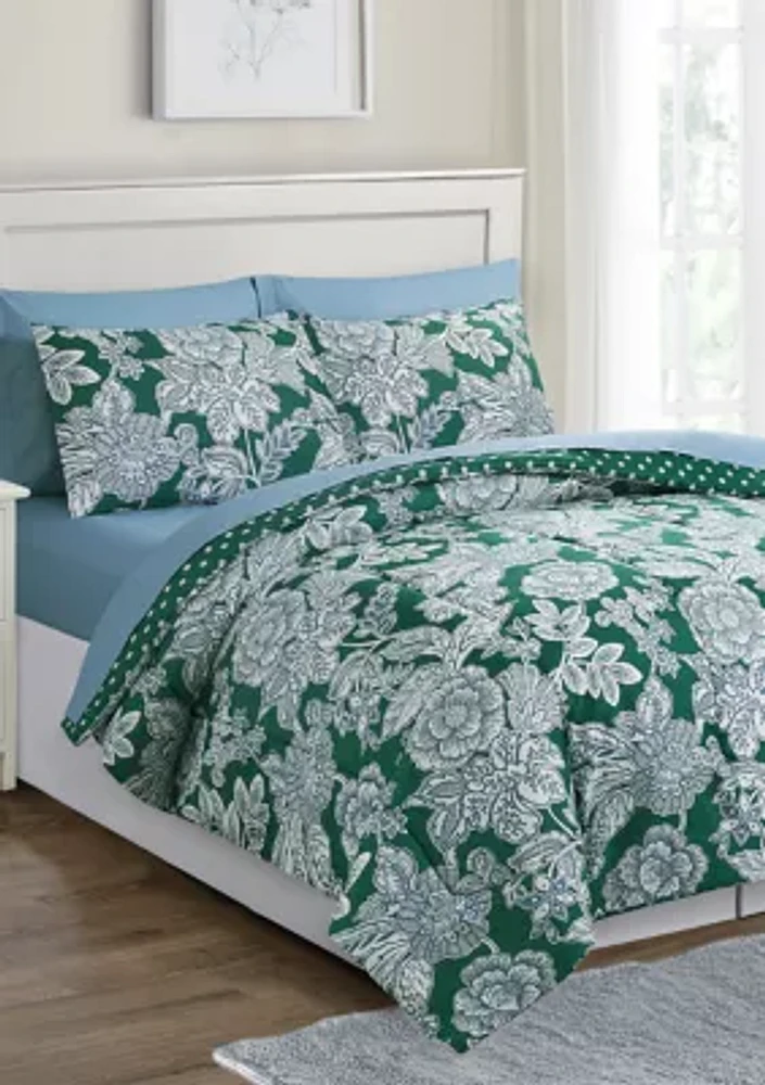 Green Floral Comforter Set