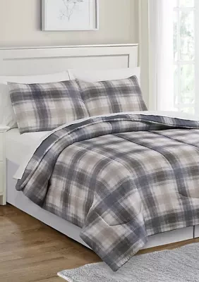 Gray Plaid Comforter Set