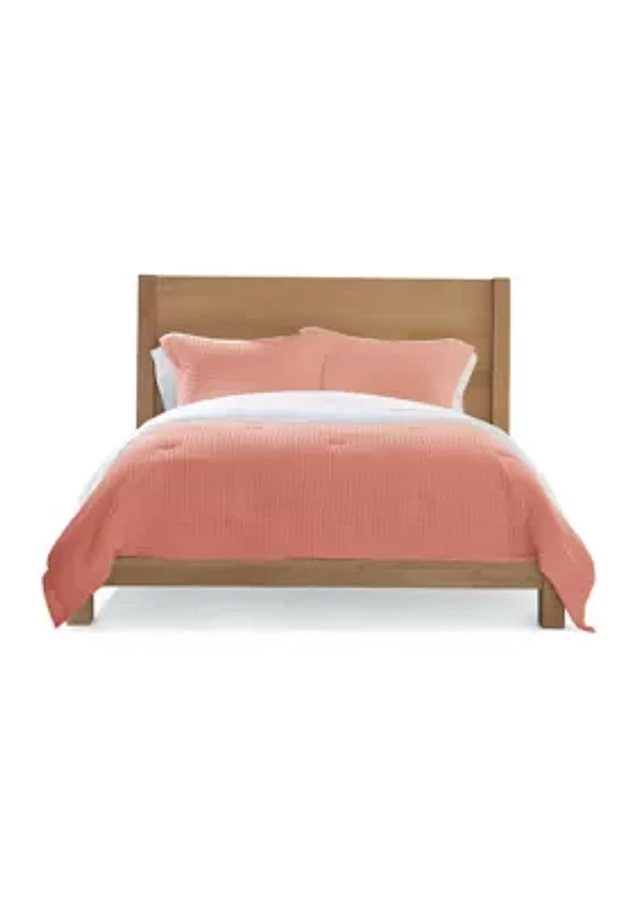 Coral Waffle Comforter Set