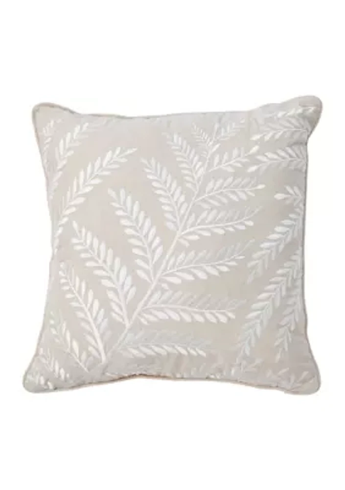 Leaf Embroidered Pillow