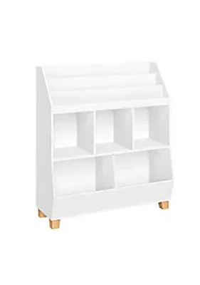 RiverRidge Home Kids Catch-All Multi-Cubby 35in Toy Organizer with Bookrack – White