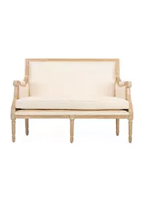 Baxton Studio Chavanon Wood &  Light Beige Linen Traditional French Loveseat