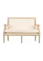 Baxton Studio Chavanon Wood &  Light Beige Linen Traditional French Loveseat