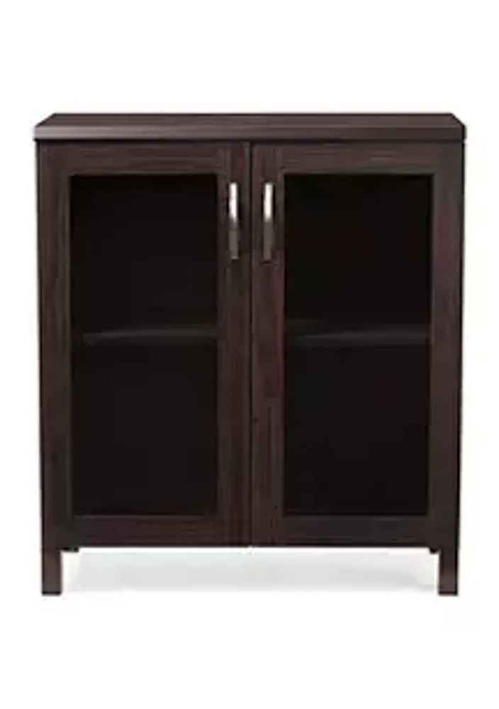 Baxton Studio Sintra Modern and Contemporary Dark Brown Sideboard Storage Cabinet with Glass Doors