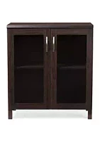 Baxton Studio Sintra Modern and Contemporary Dark Brown Sideboard Storage Cabinet with Glass Doors