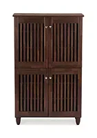 Baxton Studio Fernanda Modern and Contemporary 4-Door Oak Brown Wooden Entryway Shoes Storage Tall Cabinet