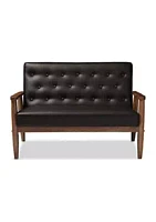 Baxton Studio Sorrento Mid-century Retro Modern Faux Leather Upholstered Wooden 2-seater Loveseat