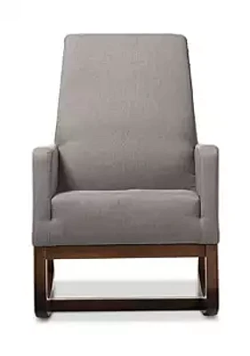 Baxton Studio Yashiya Mid-century Retro Modern Grey Fabric Upholstered Rocking Chair
