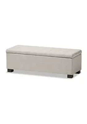 R&M Richards Petite Roanoke Modern and Contemporary Beige Fabric Upholstered Grid-Tufting Storage Ottoman Bench