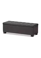 Baxton Studio Roanoke Modern and Contemporary Dark Grey Fabric Upholstered Grid-Tufting Storage Ottoman Bench