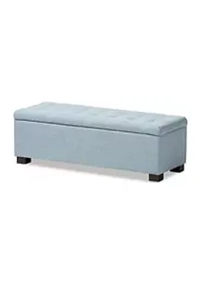 Baxton Studio Roanoke Modern and Contemporary Light Blue Fabric Upholstered Grid-Tufting Storage Ottoman Bench