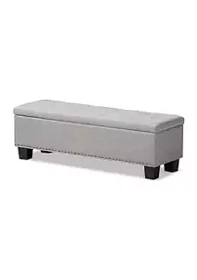 Baxton Studio Hannah Modern and Contemporary Grayish Beige Fabric Upholstered Button-Tufting Storage Ottoman Bench
