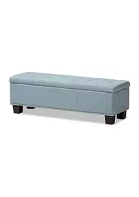Baxton Studio Hannah Modern and Contemporary Light Blue Fabric Upholstered Button-Tufting Storage Ottoman Bench