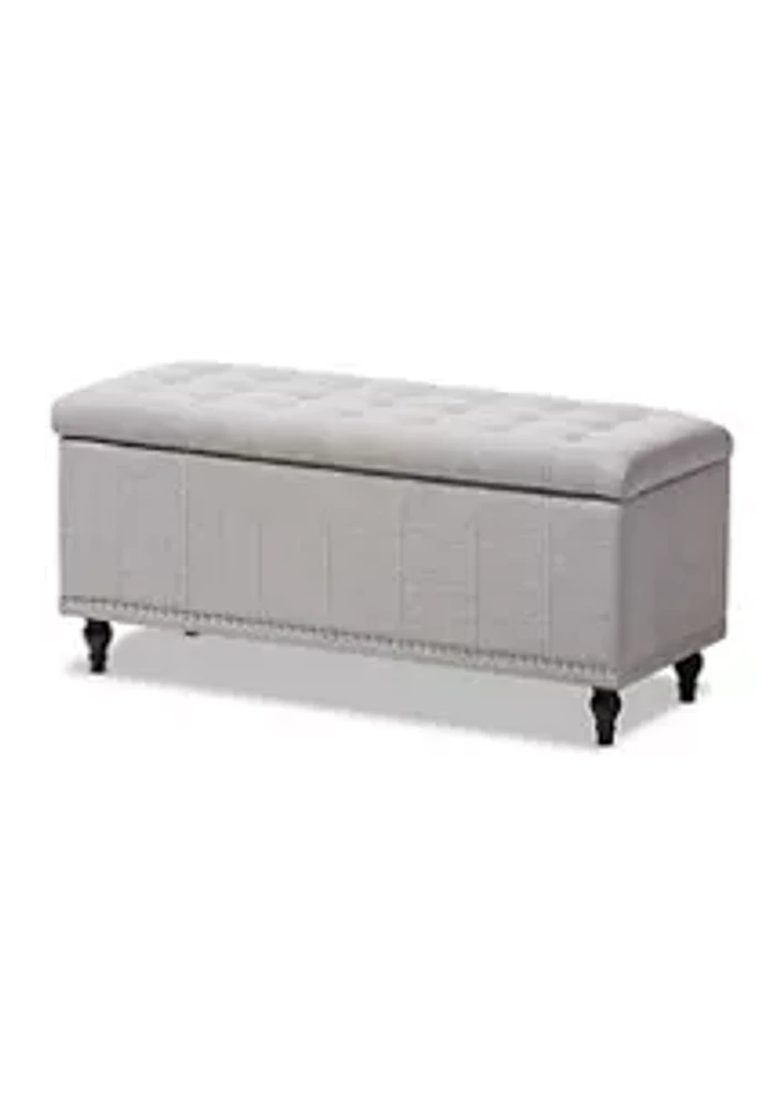 Baxton Studio Kaylee Modern Classic Grayish Beige Fabric Upholstered Button-Tufting Storage Ottoman Bench