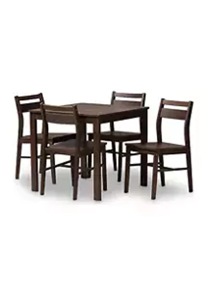 Baxton Studio Lovy Modern and Contemporary Walnut-Finished 5-Piece Dining Set