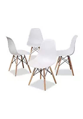 Baxton Studio Sydnea Mid-Century Modern White Plastic and Brown Wood Finished Dining Chair