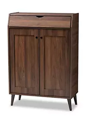 Baxton Studio Cormier Mid-Century Modern Walnut Brown finished 2-Door Wood Entryway Shoe Storage Cabinet