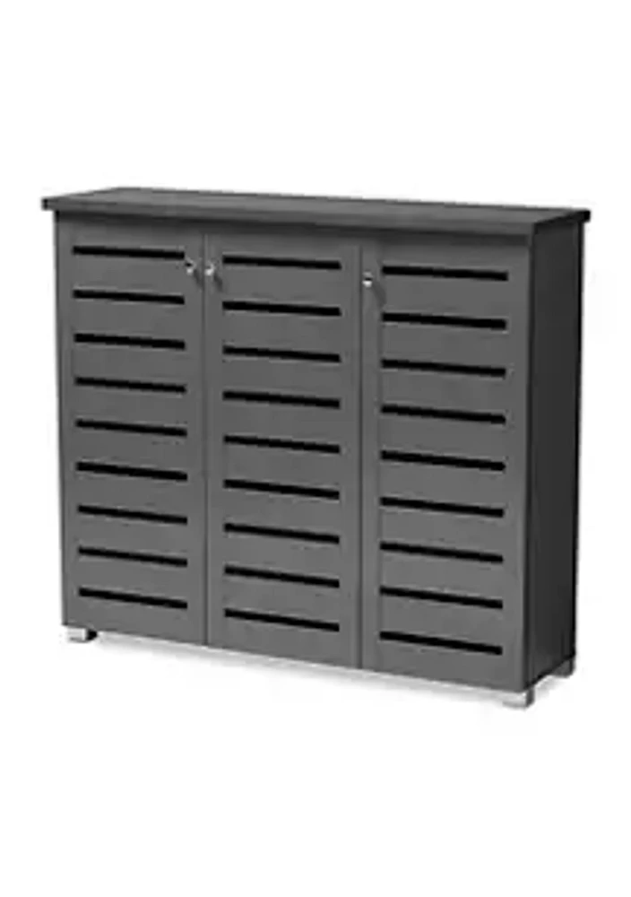 Baxton Studio Adalwin Modern and Contemporary Dark Gray 3-Door Wooden Entryway Shoe Storage Cabinet