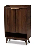 Baxton Studio Lena Mid-Century Modern Walnut Brown Finished 5-Shelf Wood Entryway Shoe Cabinet