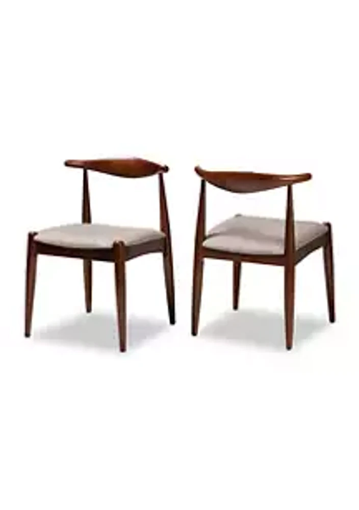 Baxton Studio Aeron Mid-Century Modern Light Gray Fabric Upholstered Walnut Finished Wood Dining Chair