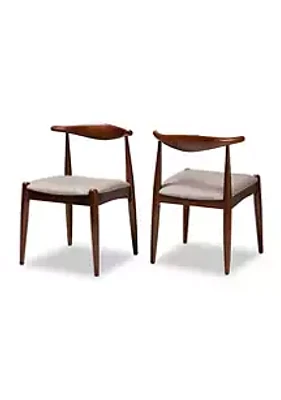 Baxton Studio Aeron Mid-Century Modern Light Gray Fabric Upholstered Walnut Finished Wood Dining Chair