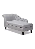 Baxton Studio Florent Modern and Contemporary Grey Fabric Upholstered Black Finished Chaise Lounge