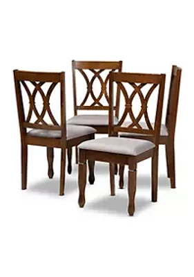 Baxton Studio Augustine Modern and Contemporary Grey Fabric Upholstered and Walnut Brown Finished Wood 4-Piece Dining Chair Set