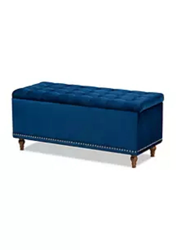 Baxton Studio Kaylee Modern and Contemporary Navy Blue Velvet Fabric Upholstered Button-Tufted Storage Ottoman Bench