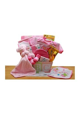 Easy as ABC New Baby Gift Basket - Pink