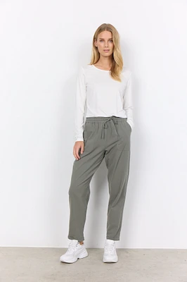 Pull On Textured Cotton Ankle Pants