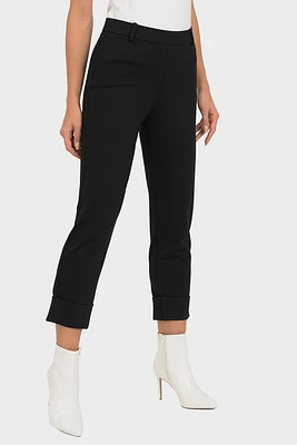 Cropped Pants With Cuffed Hem