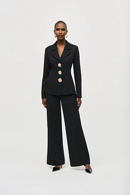 Classic Scuba Crepe Wide-Leg Pull-On Pants