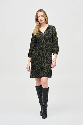 Woven Abstract Print A-Line Dress