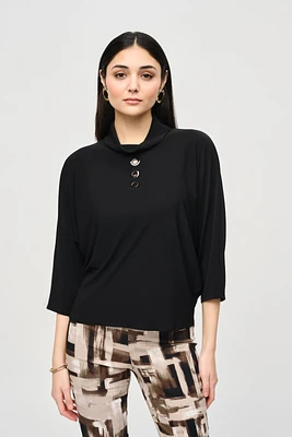 Silky Knit Boxy Top with Eyelets