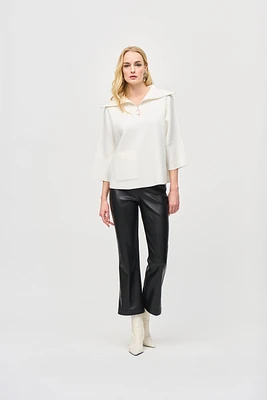 Leatherette Flared Pull On Pants