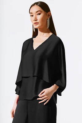 Satin V-Neck Layered Top