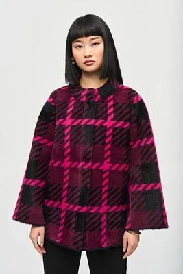 Feather Yarn Jacquard Plaid Jacket