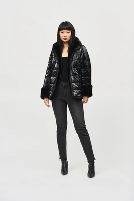 Reversible Faux Fur Quilted Puffer Coat