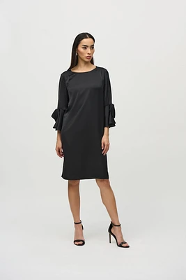 Satin Ruffle Sleeve Straight Dress