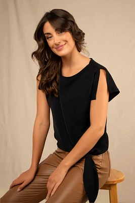 Short Sleeve Top with Side Tie