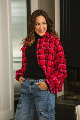 Mixed Plaid and Houndstooth Jacket