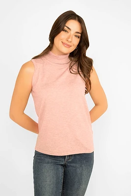 Basic Sleeveless Mock Neck Sweater - Wintry Sunbeams