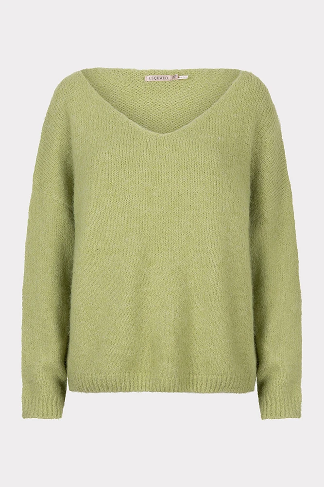 Plush Long Sleeve V-Neck Sweater