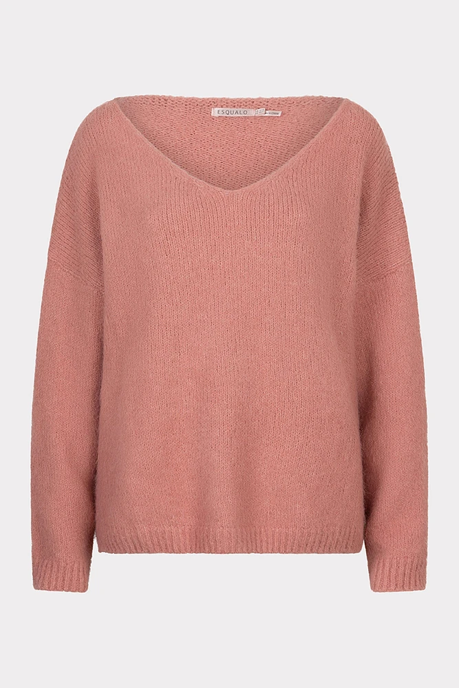 Plush Long Sleeve V-Neck Sweater